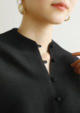 Riley Black Front Pocket Pleated Top