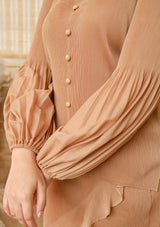 Vanya Caramel Ruffled Pleated Set